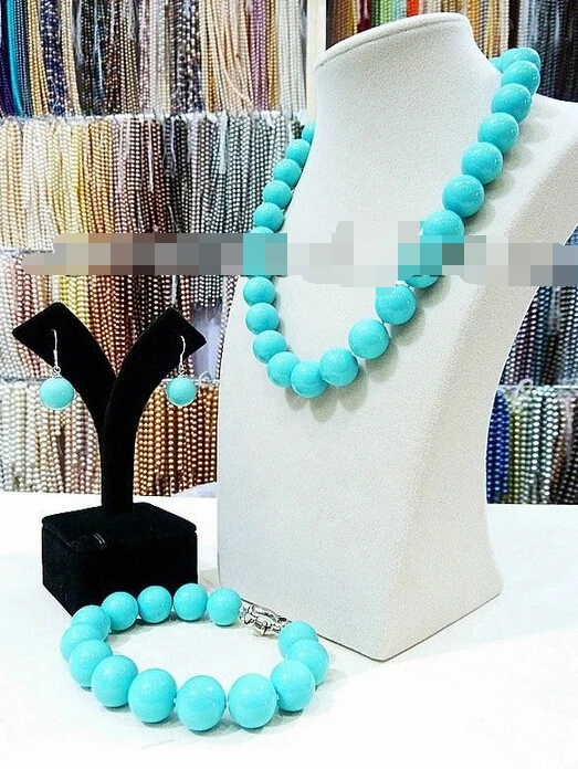 

free shipping 07861 Blue South Sea Shell Pearl Necklace Bracelet Earrings Jewelry Set