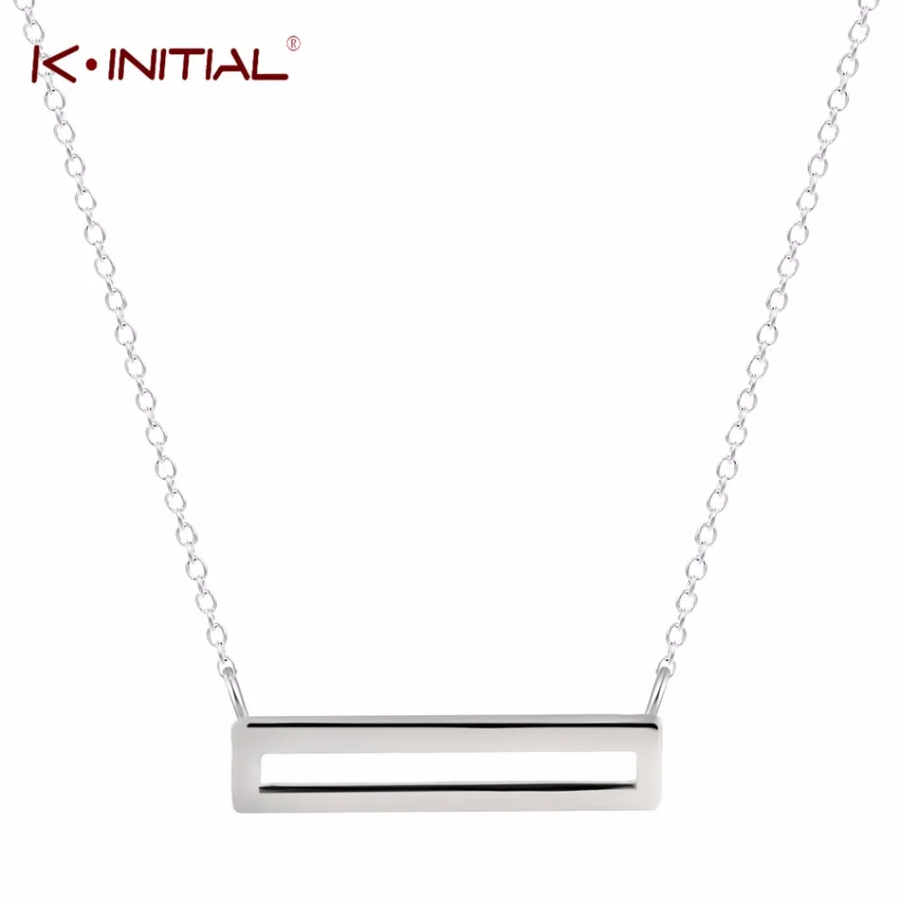 Kinitial Bar Necklace Charm Geometric Square Bar Necklaces&Pendant