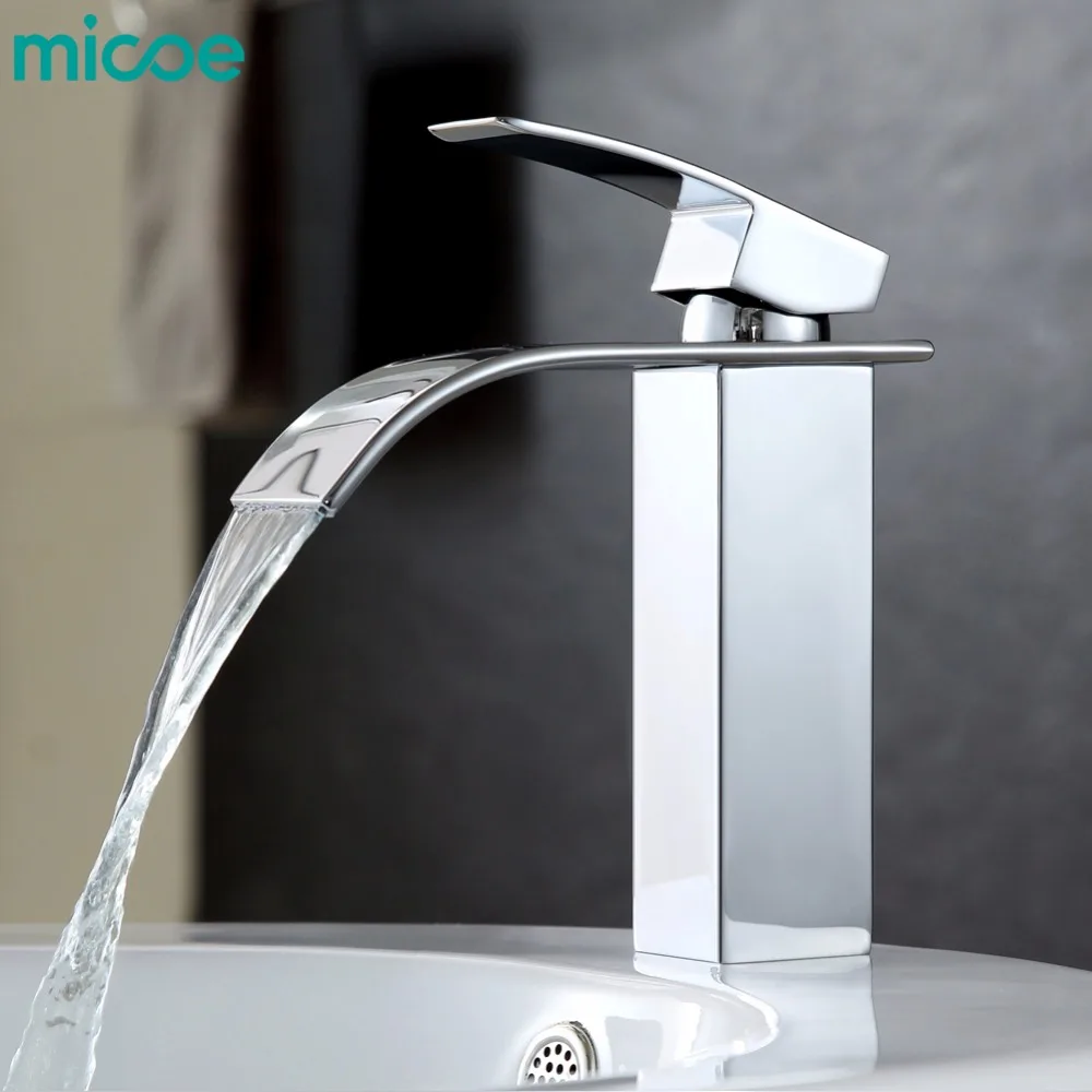 

micoe hot and cold water basin faucet mixer single handle single hole modern style chrome tap square Multi-function M-HC203