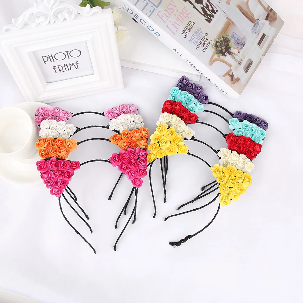 Children Girls Flower Cat Ears Hair Bands 2018 New Cute Hair