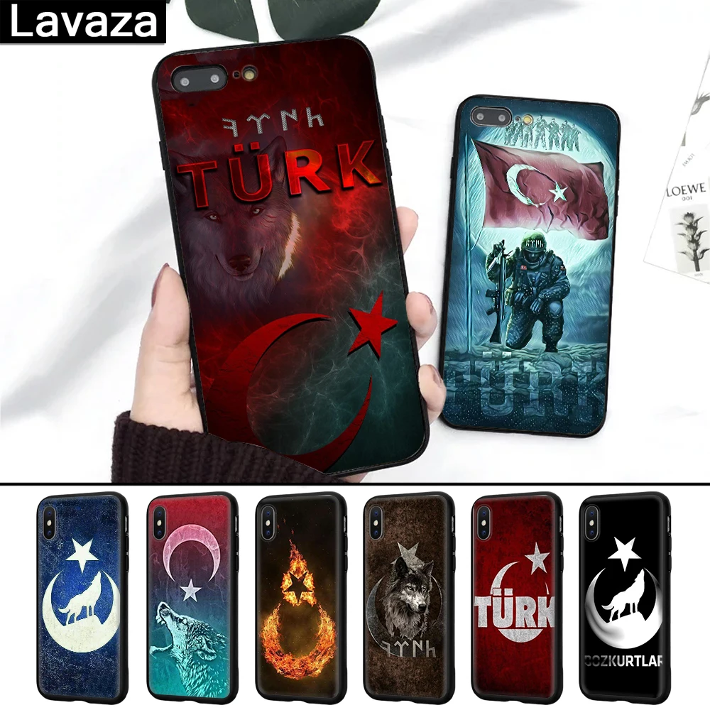 

Lavaza Flag of Turkey Wolf Retrospective Silicone Case for iPhone 5 5S 6 6S 7 8 Plus X XR XS Max