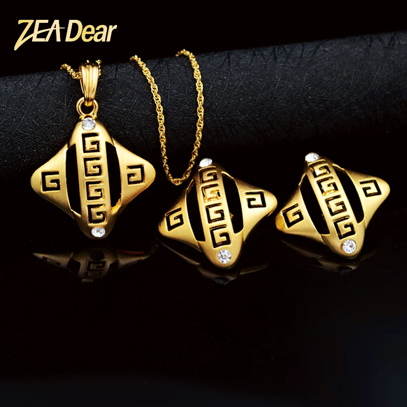 Женский комплект ювелирных изделий ZEA Dear этнические квадратные сережки кулон на