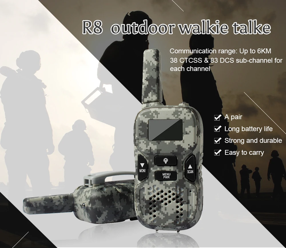 Rádio em Dois Mini Handheld Walkie Talkie Rádio Crianças 0.5w Pmr Frs Freqüência Uhf Portátil Sentidos hf Transceptor 2pcs r8 2 High Quality Brinquedos e hobbies