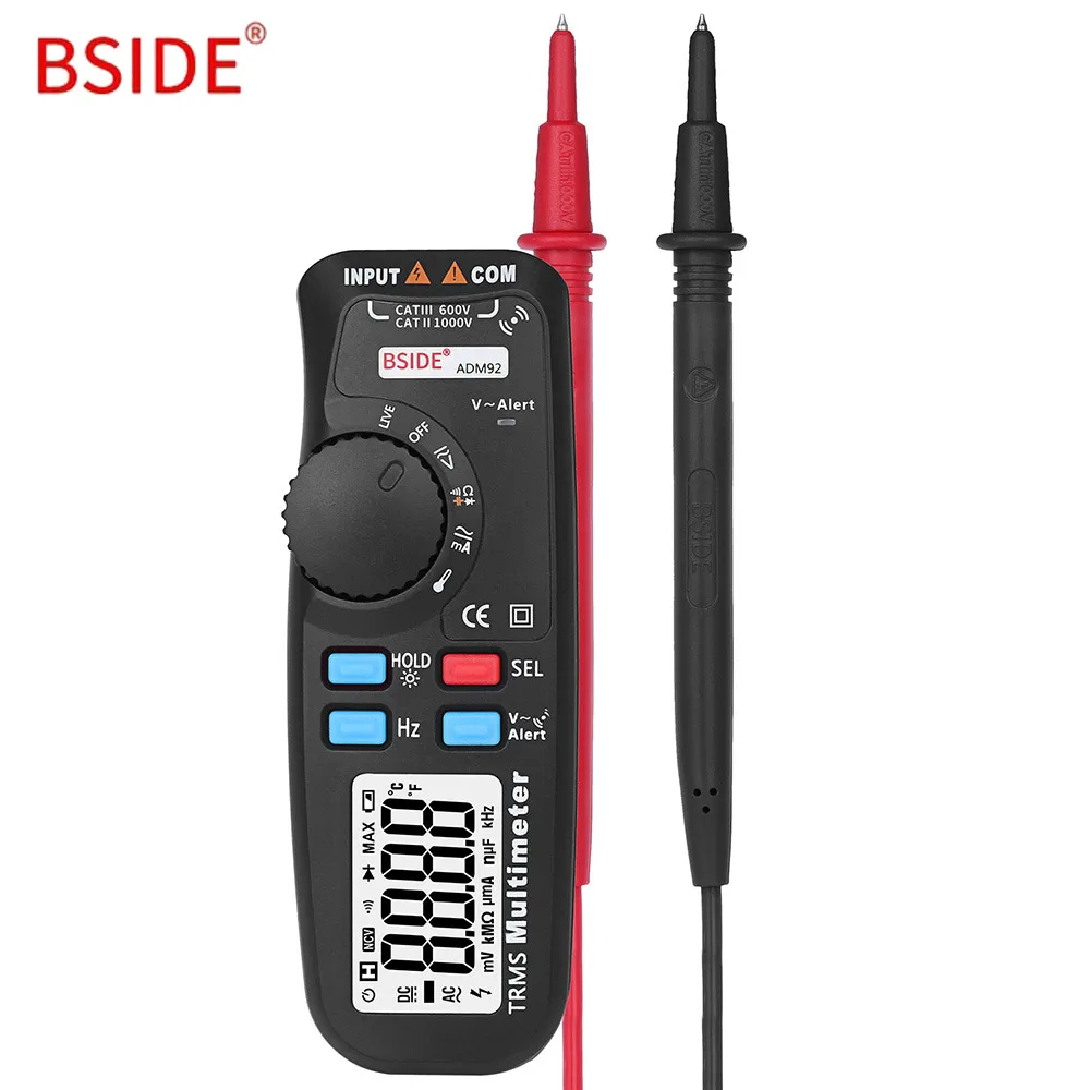 

BSIDE ADM92 Handheld True RMS Digital Multimeter Auto Range 6000 Counts TRMS Tester With Live Wire Check Temp NCV Hz Ohm Diode