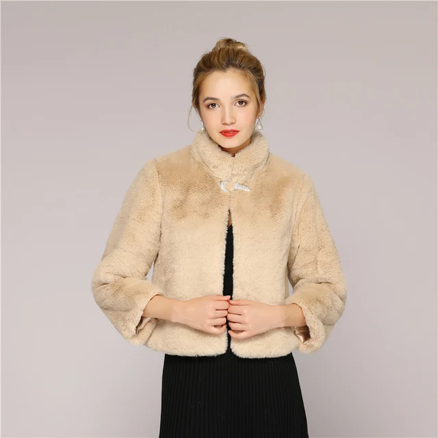 2018 Bolero Wedding Women Faux Fur Coat Jacket Long Sleeve Wedding