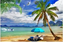 

Custom photo 3d wallpaper Mediterranean wind blue coconut tree sea living room Home decor 3d wall murals wallpaper for walls 3 d