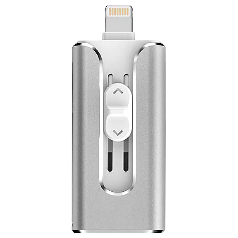 Metal USB Flash Drive 128gb OTG Pen Drive 32gb 64gb Usb 3.0 Flash Disk for iPhone X/8 Plus/8/7 Plus USB Memory Stick - Цвет: Silver