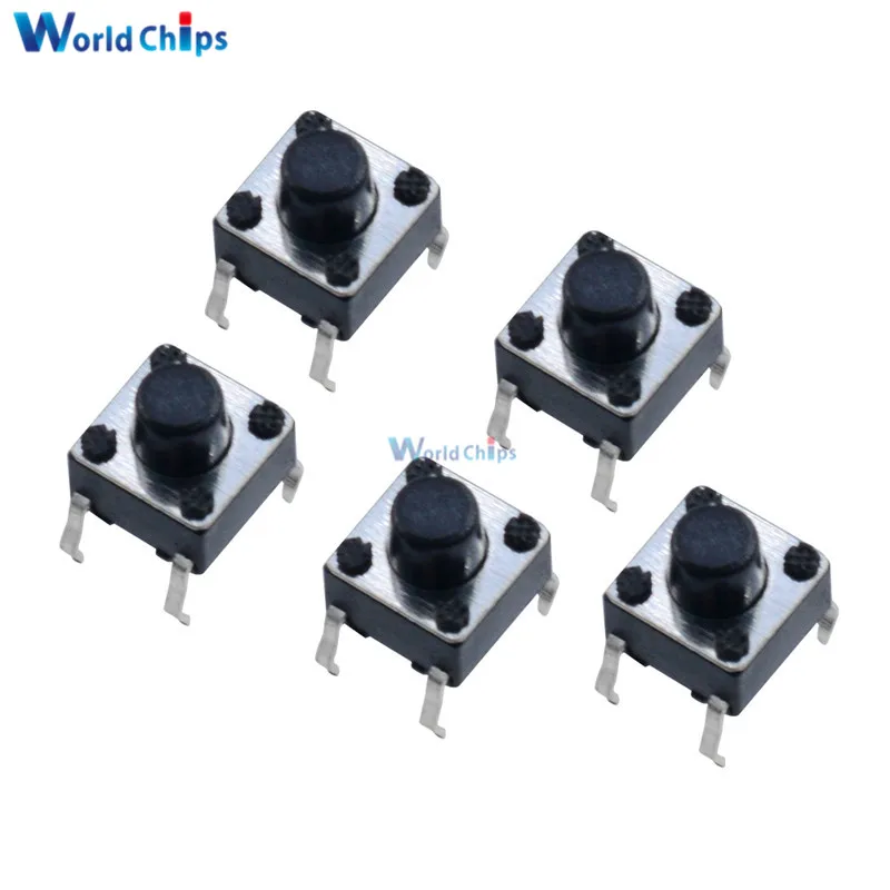 

100 Pcs Tactile Switch Tact 6 X 6 X 5 Mm 4-pin Dip-micro's Feet Of Vertical Copper Power Switch Button