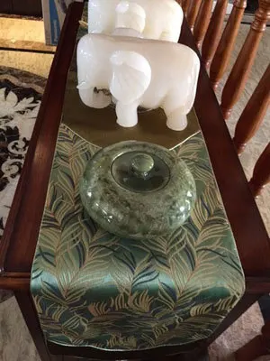 The new Chinese style luxury silk brocade table runner Jade jade Ruyi head dining&amptea flag custom dark green Musa basjoo | Дом и сад