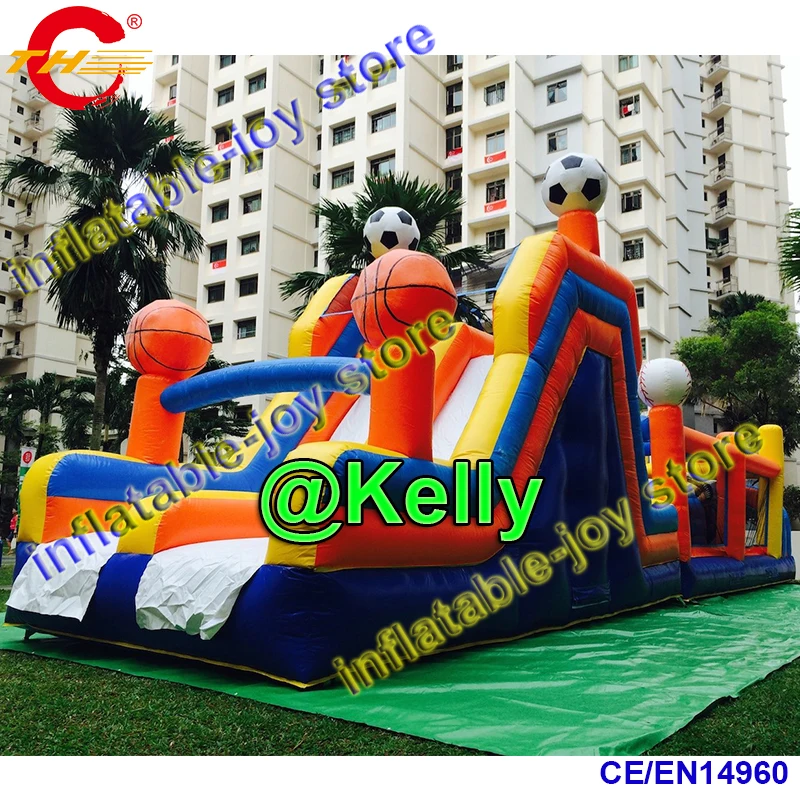 

free shipping 12x3x3mH inflatable obstacle course for sale, commercial sport inflatable bounce castle, inflatable sport game