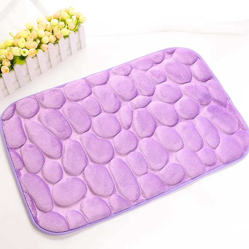 

3D Fannel Embossed Soft Carpet Cobblestone Memory Foam Mats Home Bathroom Toilet Door Mat Absorbent Non-slip Kitchen Floor Rug