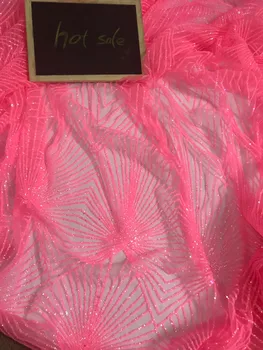 

5yard/lot african glitter lace fabric yaking-11.1215 embroidered tulle lace with glued glitter for party dress