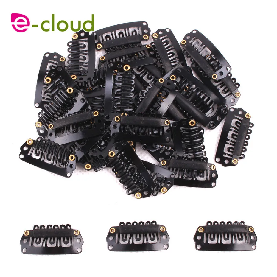 

50pcs 28mm U Shaped Snap Clips For Hair Extensions Clip With Silicone Back Wig Clips For Clip In Weave Wig Accessories