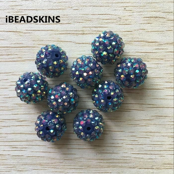 

20mm 100Pcs/lot MidnightBlue color AB Resin Rhinestone Chunky Beads