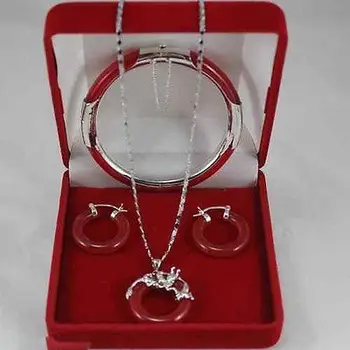 

Real natural jade pendant necklace earring bracelet set >>*plated watch wholesale Quartz jade CZ crystal