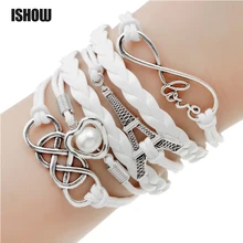 Various Styles Leather Bracelet Double Infinite Multilayer Charm Leather Bracelets Wholesale Anchor Owl Tower Charm Bracelets