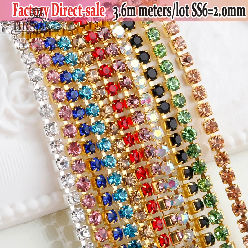 

Lowest Price SS6 All Colors Rhinestones in craft Clear Crystal strass termoadhesivos Sewing On Chain For Caking decorations