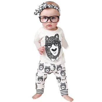 

Cute Baby Girls Clothing Set Cotton Cartoon Monster Pajamas T-shirts + Pants 2pcs Newborn Infant Girls Boys Baby Outfits