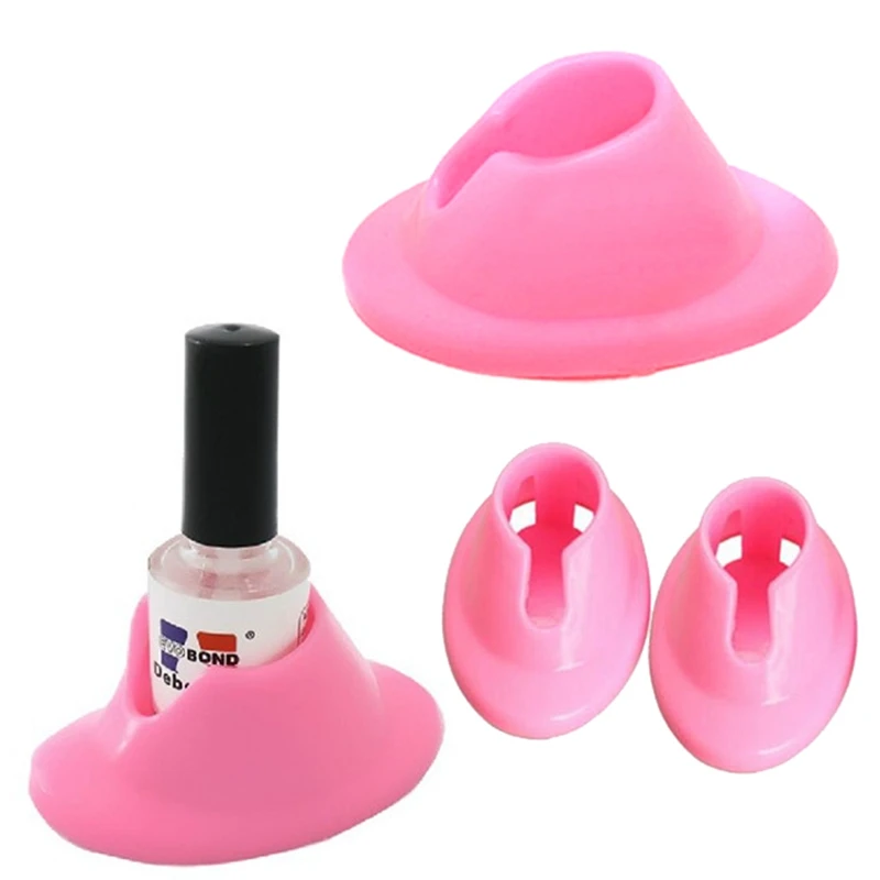 

1Pcs Pink Silicone Round Style DIY Salon Nail Art Tips Varnish Polish Display Rubber Holder Bottle Stand Seat Tool Hot Sale