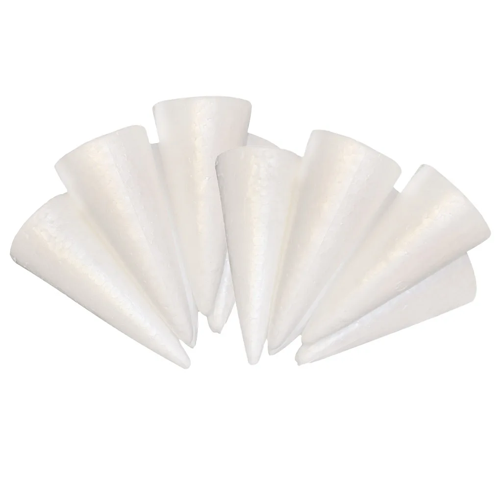 30 Pieces White Cone Shape Christmas Tree Styrofoam Polystyrene Foam Materials for Kids Crafts DIY Modeling Handmade Toys 150mm
