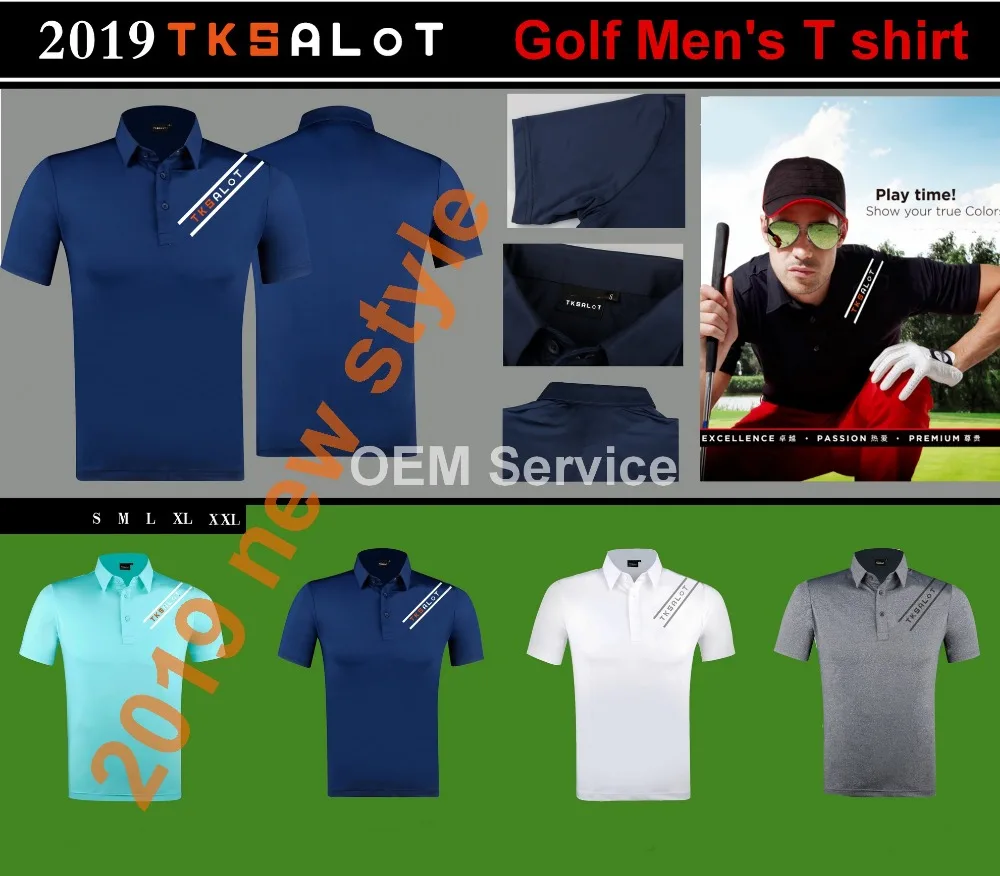 

Summer/Spring 100/color TKSALOT OEM service Men's professional golf T shirt