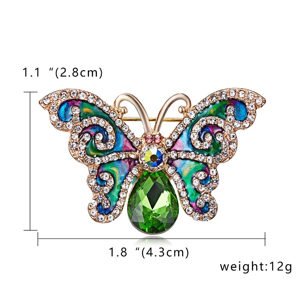 Rinhoo Новое поступление красивые Стразы Модные Эмаль и кристалл бабочки броши для женщин очаровательные красочные платья ювелирные изделия