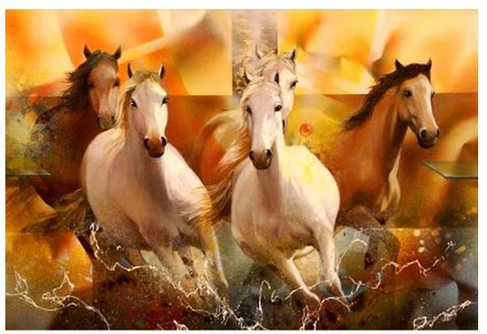 

Diy Diamond Painting Cross Stitch Running Horses Needlework Diamond Embroidery Full Round Mosaic Decoration Resin Stickers Kits