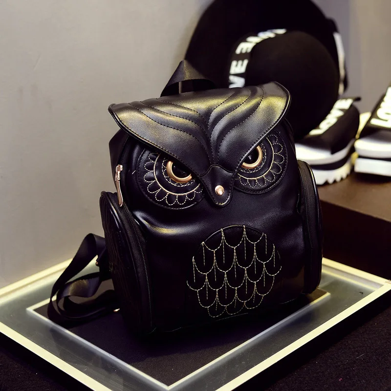  Fashion Women's Backpack 2017 Cute Owl Backpacks PU Leather School Bags For Teenagers Girls Female  - 32797177626