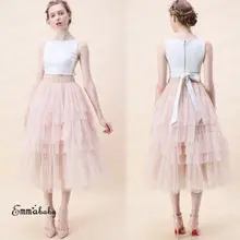 Летняя женская элегантная Праздничная многоярусная юбка с оборками с завышенной талией, Женская однотонная сетчатая многослойная шикарная юбка,, одежда