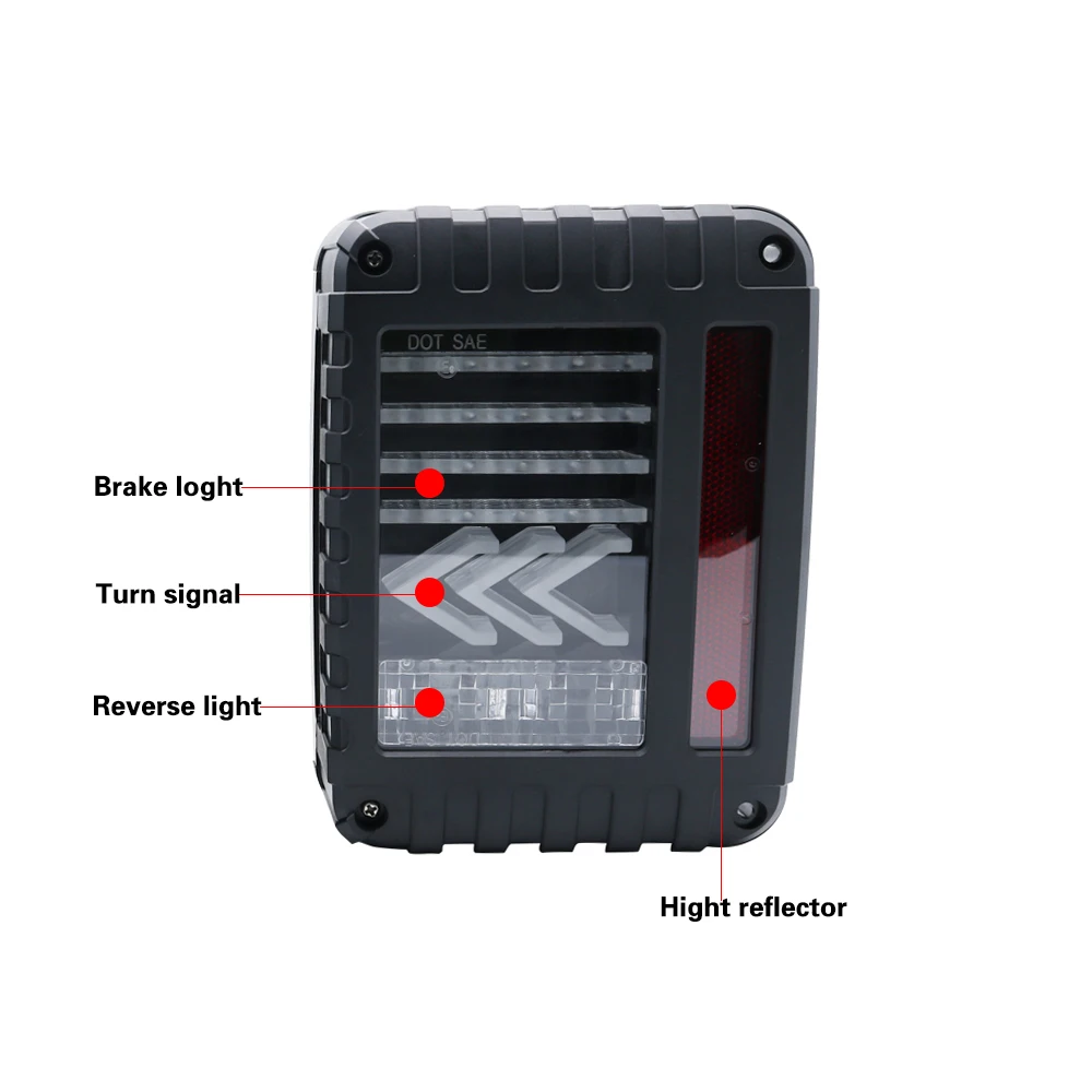 LED Tail Light Signal Light For Jeep Wrangler 2007-2017 JK JKU Break Back Up Light White Reverse Turn Signal Lamp Assembly (5)