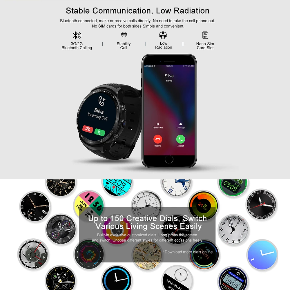 Thor PRO Smartwatch Android 5.1 MTK6580 Quad Core 1GB 16GB 2.0 MP Camera Heart Rate tracker Monitor 3G GPS WIFI Smart Watch