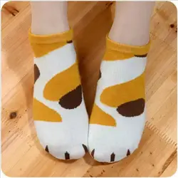1 пара, милая кошачья лапа, стильные короткие носки до щиколотки, носки с мультяшным рисунком кота, милые носки-тапочки, подарок на каждый