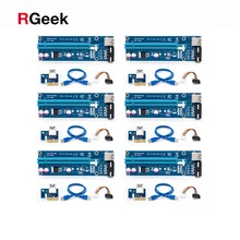 6 pcs Pci-e Extender Pci Express Riser Card 1x À 16×60 cm Usb 3.0 Câble Sata À broches Molex Puissance Pour Btc Mineur Machine
