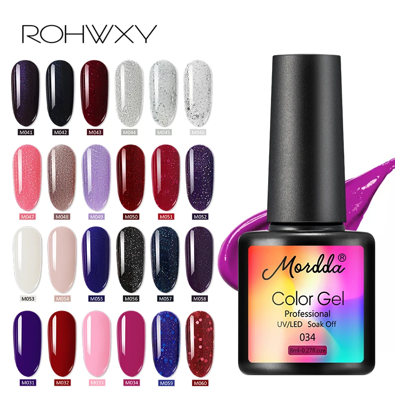 

ROHWXY 8ml Gel Nail polish UV Colors Nail Gel For Nail Art Lacquer Nude Vernis Semi Permanent Acryl Hybrid Gel Varnish Top Coat