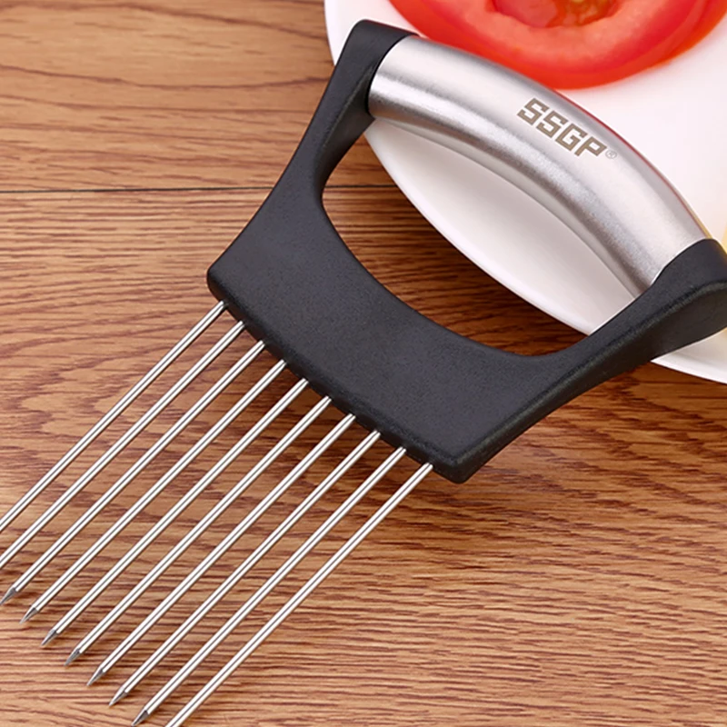 

Cut Meat Vegetable Holder Stainless Steel Needle Plastic Handle Steak tenderizers Meat Floss Pins Fruit Vegetables Kitchen Tool