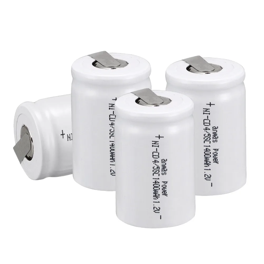Anmas power! 4 шт. Ni-Cd 4/5 SubC Sub C аккумуляторная батарея 1 2 в 1400 мАч с Tab 3 см x см-Tab белого