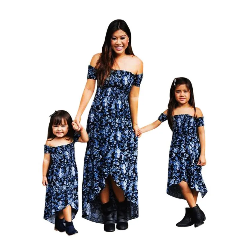 

MUQGEW Mother Daughter Dresses MomMe Baby Girls Kids Floral Off Shoulder Family Dress Short Sleeve Beach Sundress Family Dress