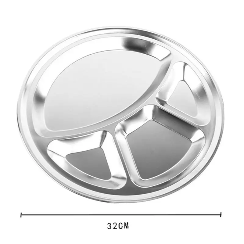 3/4 секций, разделенная посуда из нержавеющей стали, обеденная тарелка для студентов, круглая тарелка для обеда, столовая для кемпинга