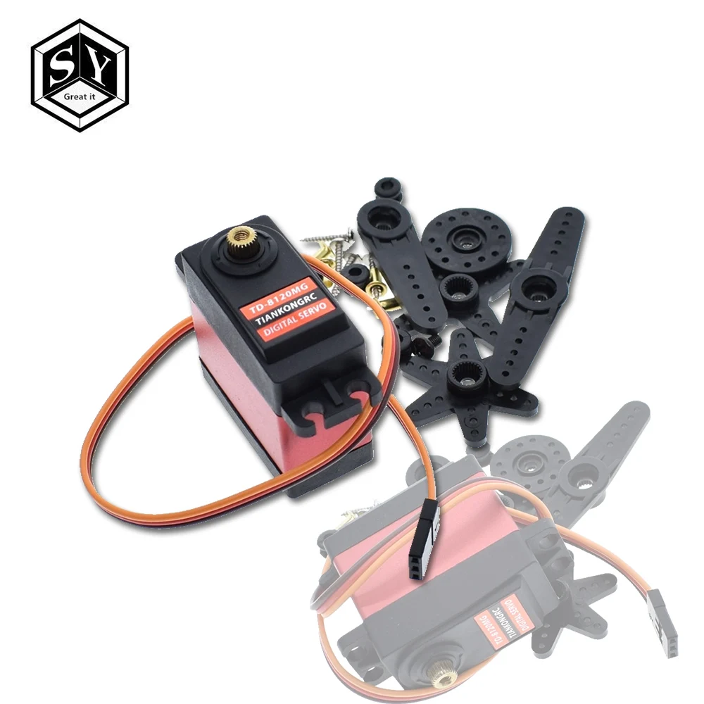 

GREAT IT TD-8120MG Waterproof Metal Gear Digital Servo with 20kg High Torque 180Angle for RC Remote Control Car Model Vehicle