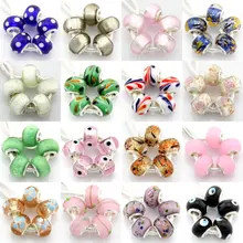 5 шт./лот, модный муранский стеклянный лэмпворк, бисер с большим отверстием, серебряное ядро для европейских браслетов, ювелирных изделий DIY G6