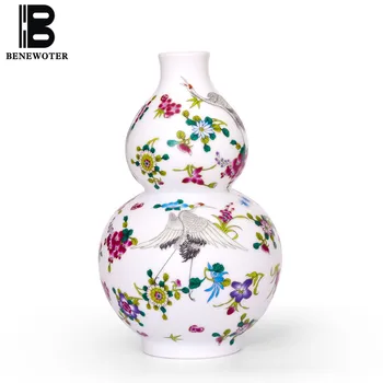

BENEWOTER Modern Minimalist Jingdezhen Ceramic Porcelain Gourd Bottle Tabletop Luminous Flower Vase Jar Home Decor Ornament