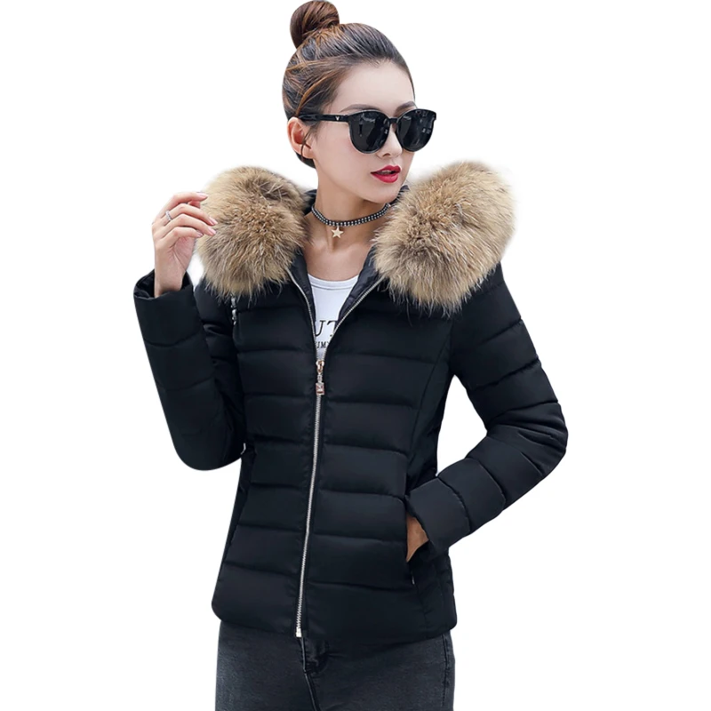 pink Green Col Le 4xl Coton rembourré Red Femme Épaississement Taille Black Bas Vestes Vers Ouatée Fourrure Manteau wine Veste army F3 Chaud Parcs white De La Femmes Hiver Plus Faux zwSqw