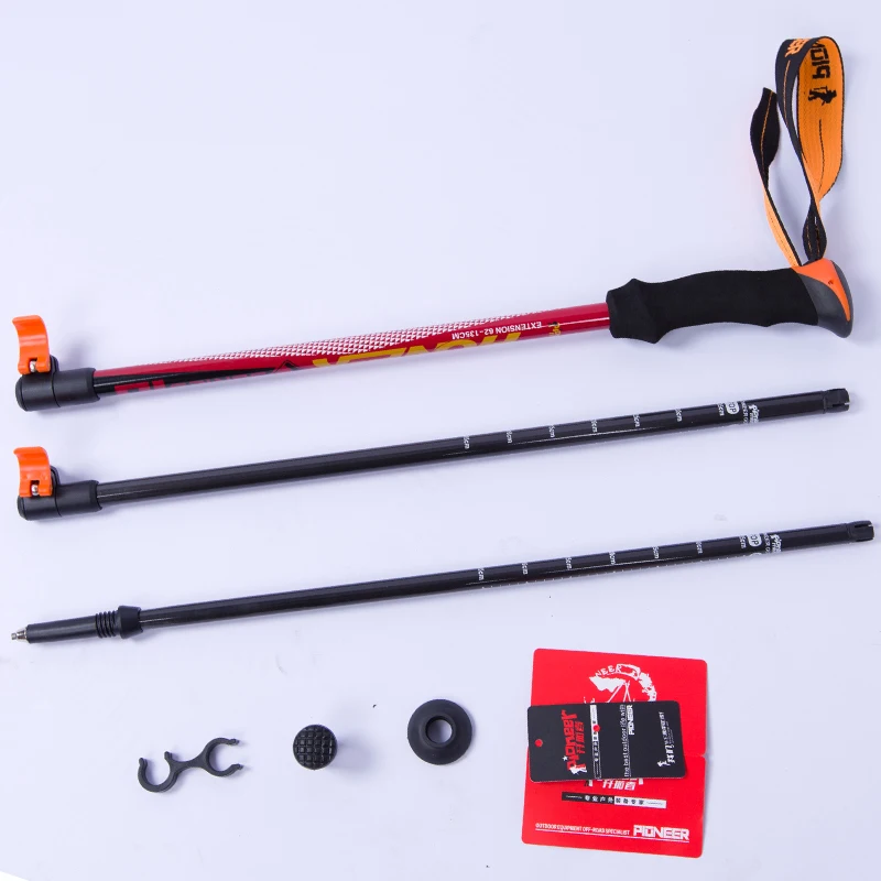 Pioneer 1 Pcs Carbon Fiber Walking Sticks Ultralight Adjustable Trekking Poles Hiking Cane For Outdoor Camping Trail Running 3