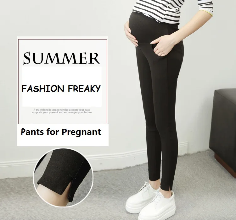 2016 Fashion Skinny Maternity Clothes for Pregnant Women Cotton Maternity Pants With High Waist Pants Plus