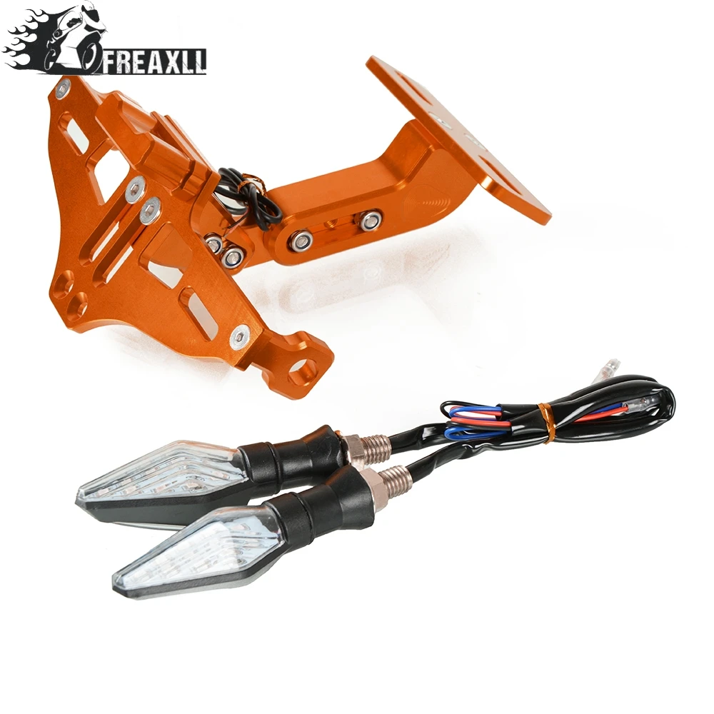 

Motorcycle License Plate Bracket Holder With LED Light Universal For KTM Duke 390 200 690 125 For Kawasaki Z800 Z750 ER6N ER6F