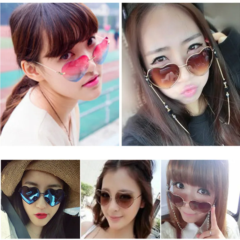 

CURTAIN 2019 Hot Heart Shaped Sunglasses Women Metal Clear Red Lens Glasses Fashion Heart Sun Glasses Mirror UV400 oculos de sol