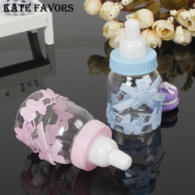 

12Pcs Baby Shower Gift Box Bottle Blue Boy Pink Girl Baptism Christening Brithday Party Favors Gift Favors Candy Box Bottle