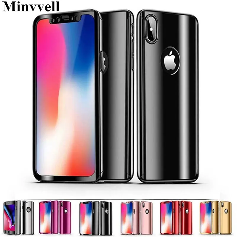 Зеркальный чехол с полным покрытием 360 градусов для телефона iPhone X 6 6s 8 7 Plus 5 SE