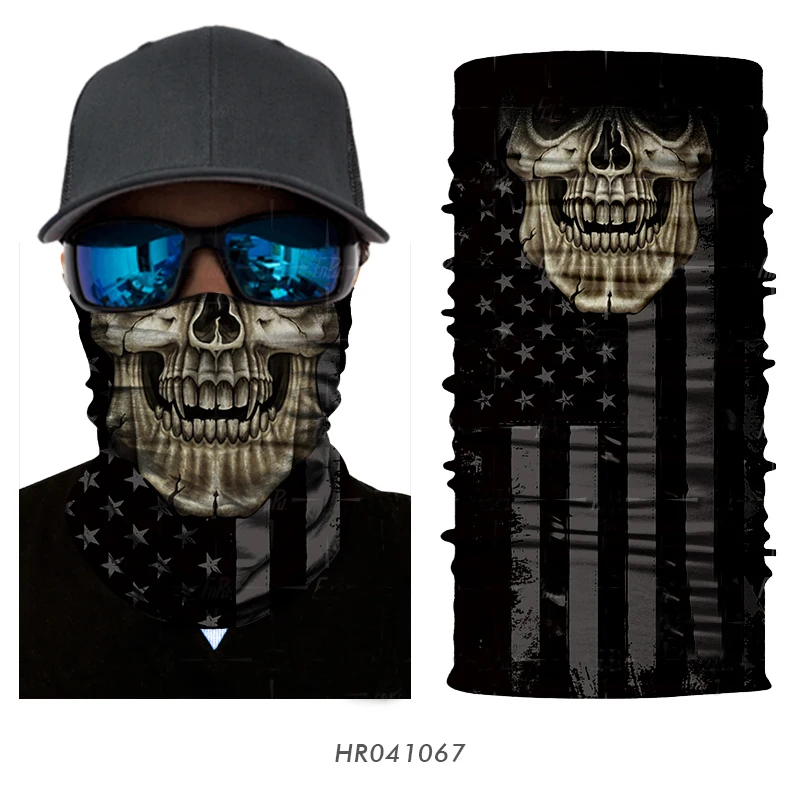 3D Skull Seamless Magic Neck Gaiter Skeleton Face Mask Shield Running Cycling Fishing Bike Bandana Headband Tube Scarf Men Women