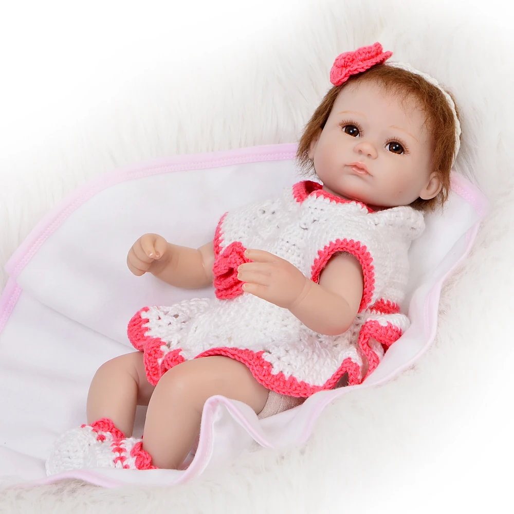 

Newborn Doll Lifestyle Realistic Reborn Babies 17" Silicone Vinyl Wear Knit Sweater Dress Baby Doll Toys For Kids Birthday Gifts